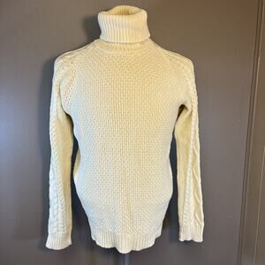 Lauren Ralph Lauren Chunky Sweater Women XL Cream Cable Knit Turtle Neck